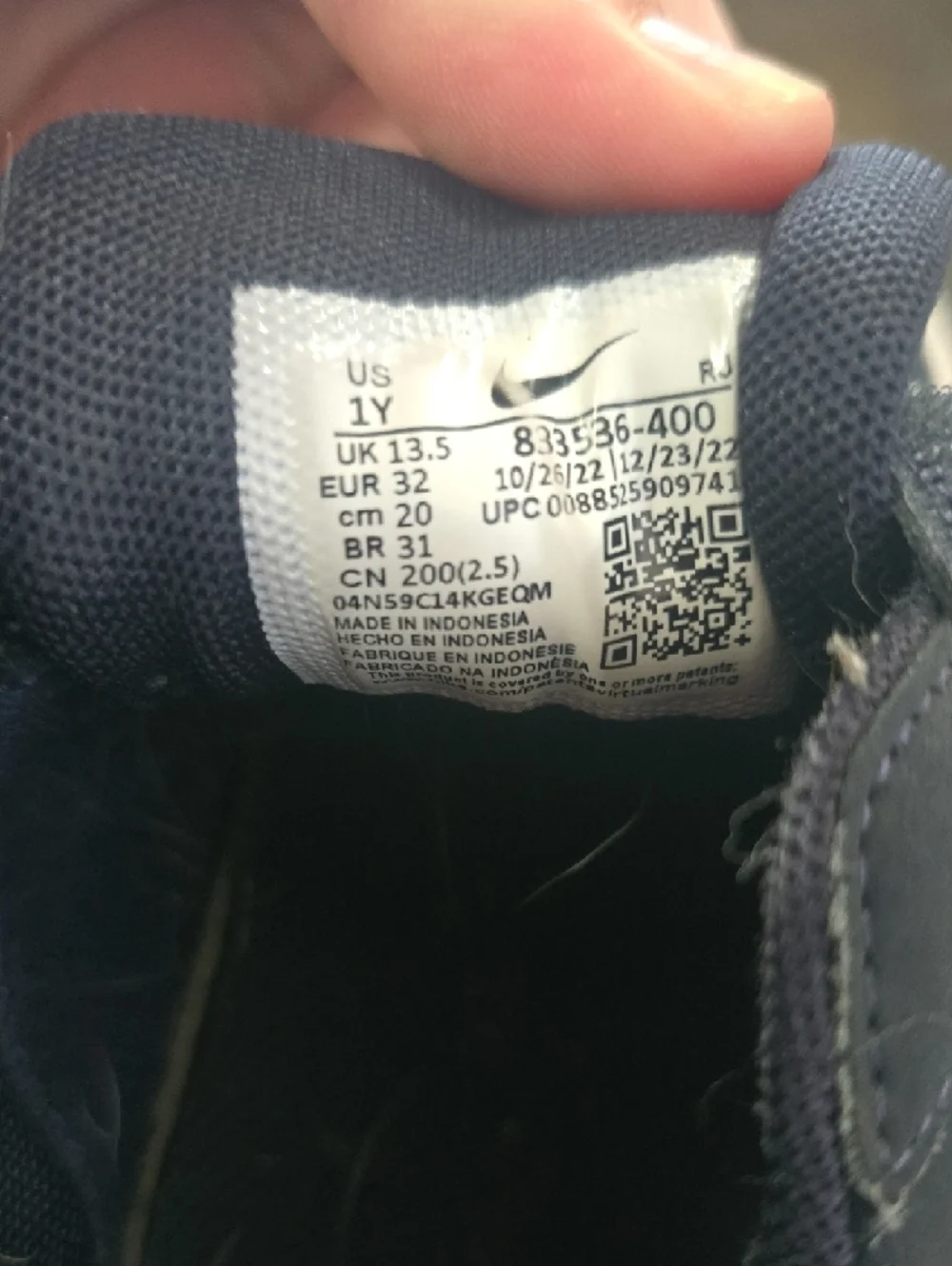 Nike Kids Navy and White Double Strap Sneakers - Picture 3 of 3